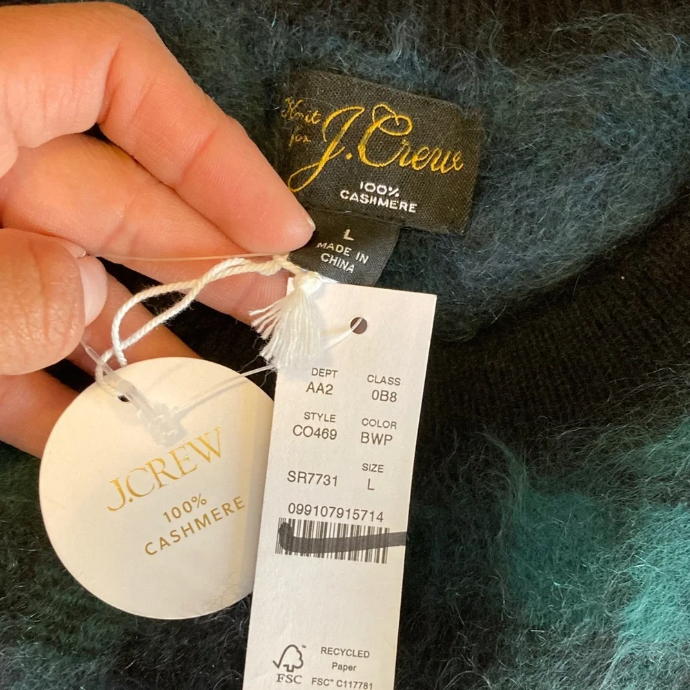 J. Crew Brushed cashmere sweater in Black Watch tartan Large - Picture 3 of 7